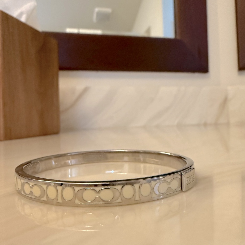 Coach Silver Bracelet with Cream Accents